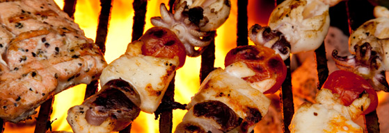 Barbecue Skewers on a hot fire