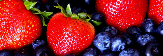 Strawberries with blueberries